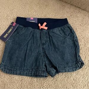 Cherokee Dark Denim Shorts with Coral Accent